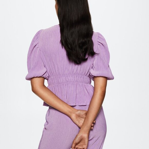Mango Pleated Blouse With Ruffles - Picture 2 of 9